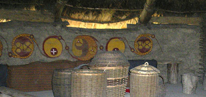 Wattle and daub wals inside a Celtic Roundhouse